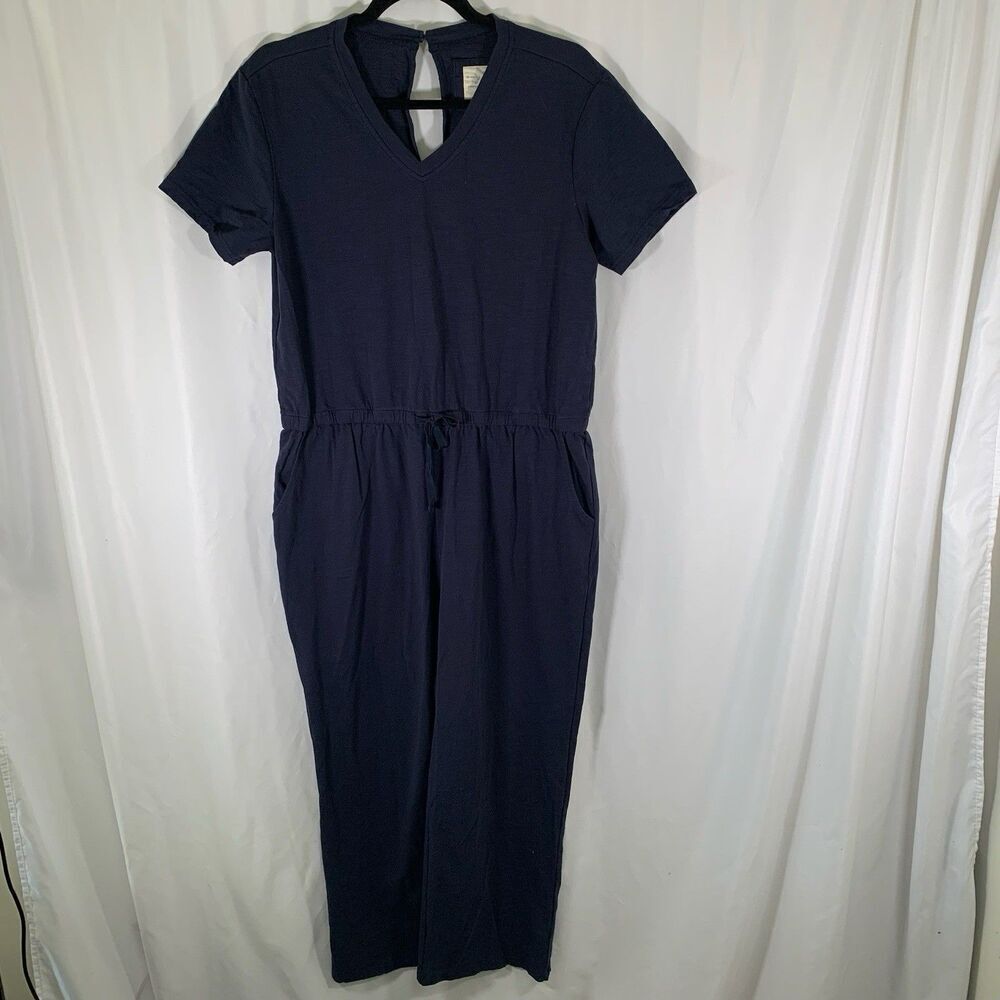 Evy's Tree The Cassie Jumpsuit Women's Small Blue Short Sleeve Vneck 25" Inseam